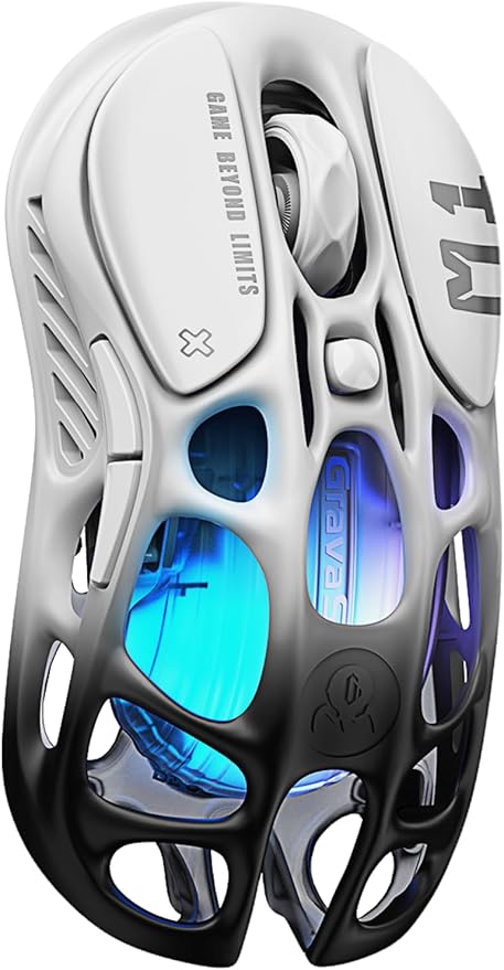 GravaStar Mercury M1 Pro Wireless Gaming Mouse, Lightweight Magnesium Alloy, 26,000 DPI, PAW3395DM Sensor, 5 Programmable Buttons, Support Wired/2.4GHz/BT, Up to 200 Hours Battery Life-Gradient Black