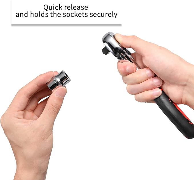 Egofine 12pcs 1/2 Inch Ratchet Socket Wrench Set, Drive Socket Set with 10 Sockets 10-15,17,19,22,24mm and 2 Way Quick Released Ratchet Handle and Extension Bar