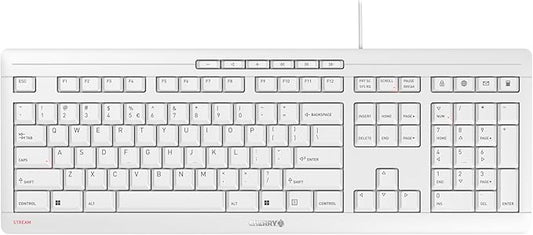 Cherry Stream Keyboard - Wired USB Keyboard - SX Scissors Mechanism - GS Approval - QWERTY – White