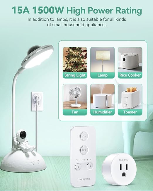 Remote Control Outlet, Wireless Remote Light Switch, Remote Outlet with Timer, 500ft Range Timer Outlet Plug, 15A/1500W Remote Plug in On/Off Switch, for Lamps, Fans, Appliances