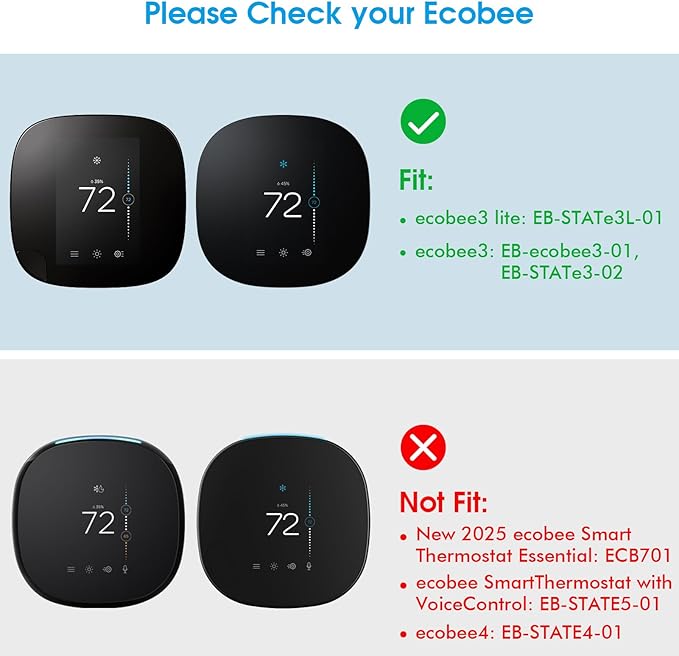 CaseBot Wall Plate for Ecobee3 Lite / Ecobee3 SmartThermostat, Practical Trim Kit, Easy Installation, Durable Polycarbonate Material, Stylish Design (Matte Black)