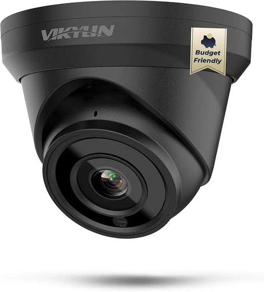 VIKYLIN 4K 8MP PoE IP Camera Outdoor, 4K PoE Turret Security Camera with Human Vehicle Detection, 2.8mm Lens, 98ft EXIR2.0 Night Vision,Built-in Mic, WDR, IP67, Blue Iris, NDAA Compliant, Black