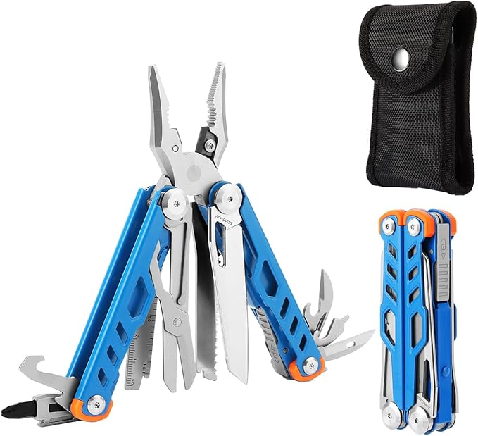 MINI Multitool Pliers,14-In-1 Survival Gear For Outdoor,Home,And Auto RepairBirthday Christmas Gifts For Men Boyfriend Dad Husband(Blue)