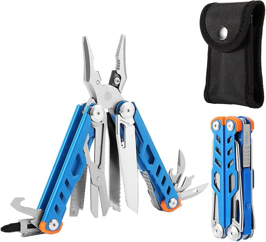 MINI Multitool Pliers,14-In-1 Survival Gear For Outdoor,Home,And Auto RepairBirthday Christmas Gifts For Men Boyfriend Dad Husband(Blue)