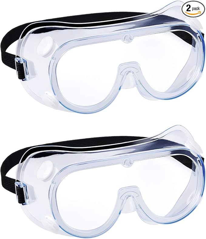 YunTuo 2 pack Safety Goggles, Adjustable,Lightweight Anti-Fog Protective Safety Glasses, Eye Protection, White