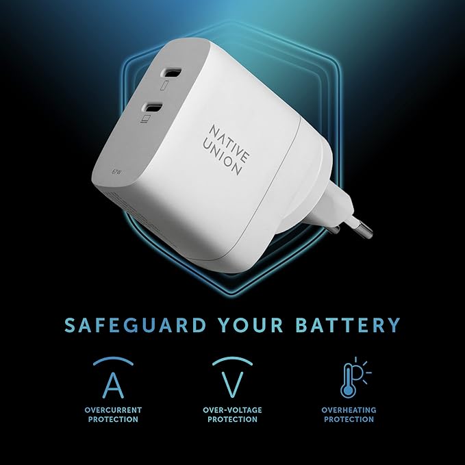 Native Union Fast GaN Charger PD 67W – Ultra-Compact Multi-Device Power Delivery Enabled USB-C Charger Up to 67W – for MacBook Pro, iPads, iPhones, Pixel, Galaxy & Other Type-C Devices (White)
