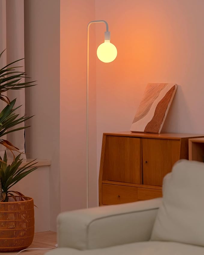 ONEWISH G150 Globe LED Bulb Matte White, E26 Glass LED Filament Light Bulb, Warm Sunset Decorative Design for Kitchen Island, Café, Ceiling Hanging Light Fixture, Modern Home Improvement-φ150mm(6")