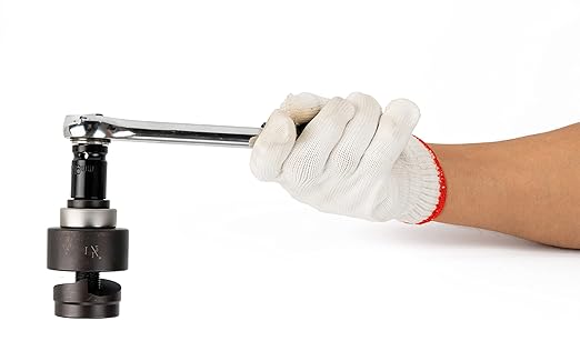 Ratchet Knockout Punch Set, 6 Dies 1/2" to 2", Ratchet KO Tool Kit for Electrical Conduit, Hole Cutter Driver Kit with Wrench & Accessories