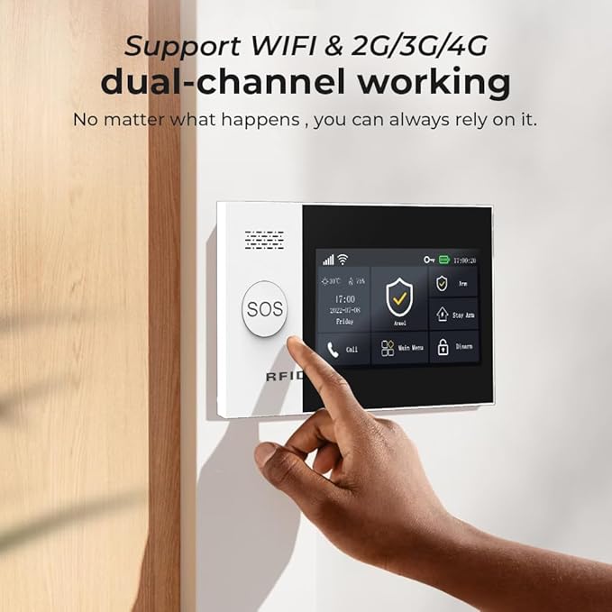 Home Security Systems,Wireless Alarm System with 4G SMS/Tuya App Instant Alerts,Motion Detector,Door Alarm Sensors,Remote,Work with Alexa and Google,8 Piece Kits for Home,Villa,No Monthly Fee