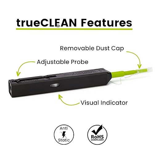 TRUE CABLE Fiber Optic Pen Click Cleaner, Dual Position, 1 PCS, LC/MU, 800+ Cleans, 1.25mm UPC/APC Connector Ferrules, Anti-Static, Endface Cleaning Pen