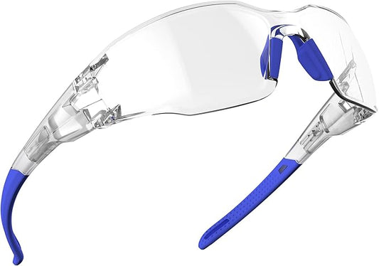 DILANCO Clear Safety Glasses Goggles, Adjustable Frames and Scratch-Resistant with No-Slip Grips Safety Glasses for Women Men