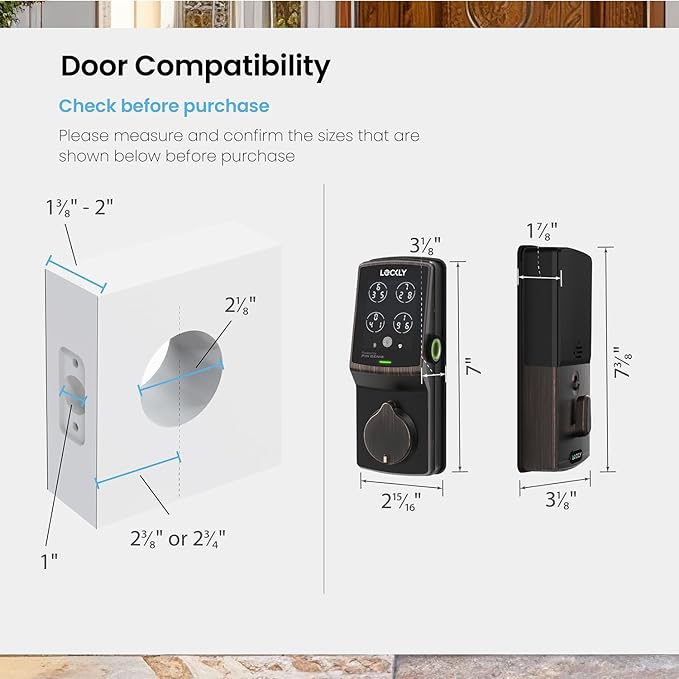 Lockly Secure Pro Smart Deadbolt, Wi-Fi Smart Lock, Keyless Entry with PIN Genie® Keypad, 3D Biometric Fingerprint, Auto Lock, Rekeyable-Venetion Bronze