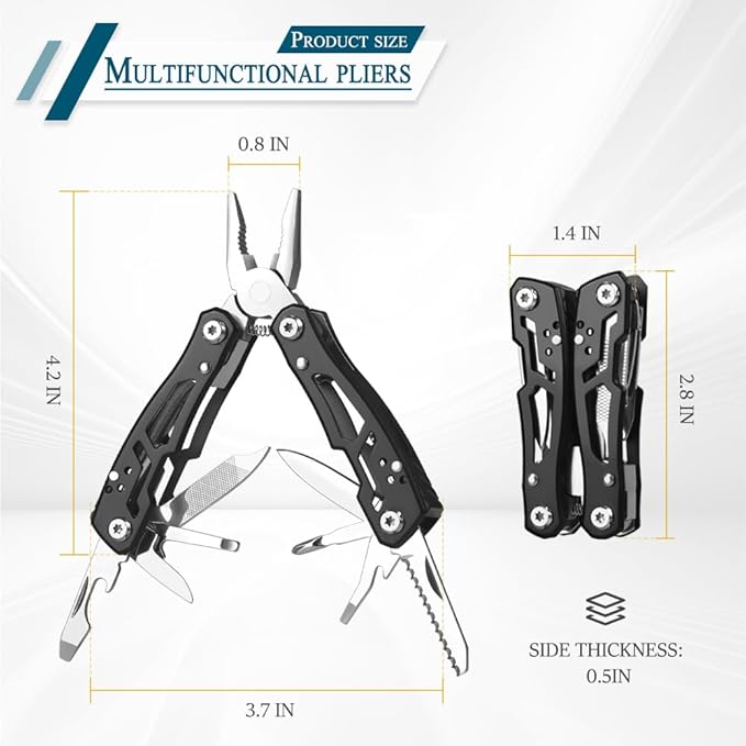 MINI Multitool Pliers, Birthday Christmas Gifts for Men Boyfriend Dad Husband Women, Pocket Knife 14-In-1, Rugged and Practical Portable Computer and Bike Gadgets, Black Camping and Survival Tools