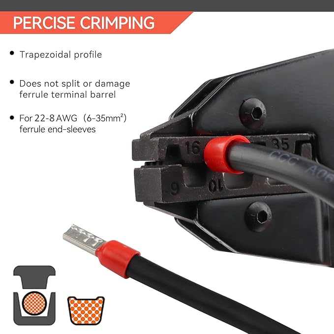 HKS Crimping Tool for Sleeves Ferrule Terminals & Pin Cord End- Ratcheting Wire Crimpers - AWG 22-8 (0.5-10mm²) - Ratchet Terminal Crimper - Electrical Crimping Tool（Old Version）