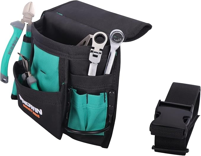 PROWIN Heavy Duty Waterproof Tool Bag with Adjustable Belt, Multi-Size Carpenter, Plumber, Electrical Garden Tool Pouch with Hammer Holder, Abrasion-Resistant Large Capacity FITS UP T0 48" WAISTS