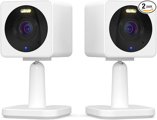 WYZE Cam OG Indoor/Outdoor 1080p Wi-Fi Smart Home Security Camera with Color Night Vision, Motion Detection, 2-Way Audio, Compatible with Alexa & Google, White (2-Pack), Free Expert Setup