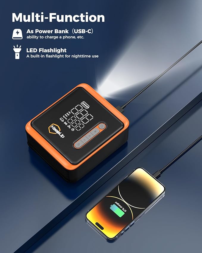 Tire Inflator Portable Air Compressor -Upgraded Air Pump for Car with Tire Pressure Gauge (Max 150 PSI), Auto Shut-Off, with LED Light for Car Motor Bike Ball