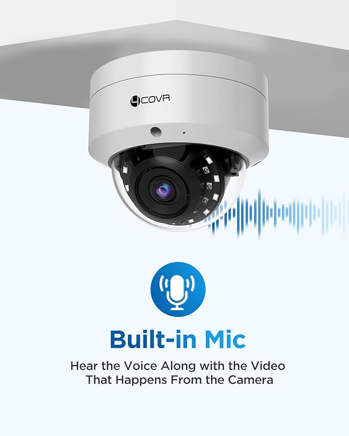 4COVR 4MP PoE Security Camera, Outdoor Vandal Wired Surveillance Dome IP Camera with Mic, IK10 Vandal-Proof IP67, AI Human/Vehicle Detection, 100ft IR Night Vision, 2.8mm Lens, LY54AX4MA(NOT PTZ)