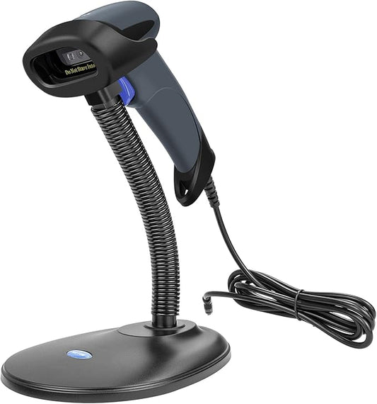 NETUM 2D Barcode Scanner with Stand USB 2.0 Wired QR Code Imager Automatic Barcode Reader Handhold Scanner Gun with USB Cable for Laptops, Computers, Cashier, POS -M5S