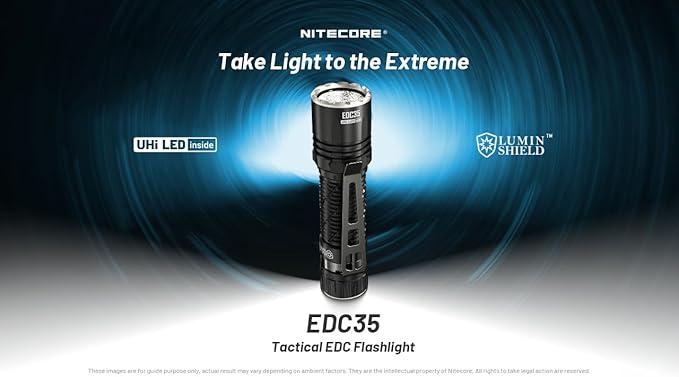 Nitecore EDC35 5000 Lumen LED USB-C Rechargeable Flood/spot Beam Tactical Flashlight, Battery, Paracord Lanyard with EdisonBright Accessory case