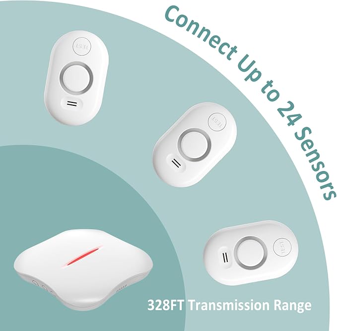 WiFi Water Leak Detector for Home with App Notification, 1 Gateway+10 Sensor, 120dB Flood/Drip Alarm for Basement/Kitchen/Bathroom/Toilet/Laundry Room, Under Sink/Drain/Pipe Leakage, W13+WD61x10-White