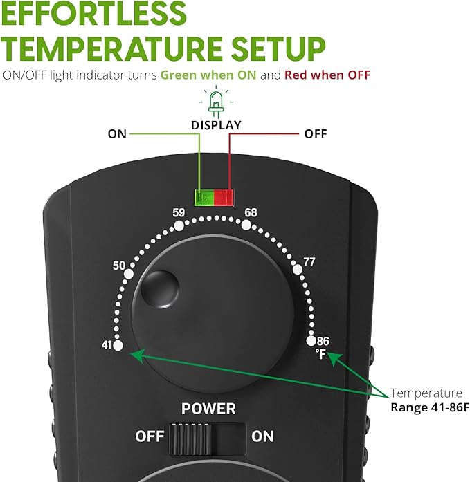 EconoHome Adjustable Thermostat - Universal Plugin Heating & Cooling Thermostat - Compatible with Most EconoHome Wall Mount Space Heaters