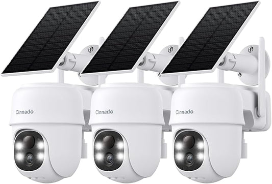 2K Cameras for Home Security-2.4G WiFi Outdoor Camera Wireless Solar/Battery Powered, 360° Viewing, Human Detection, Color Night Vision, Cloud/SD Storage B6 (B6-White-3pack-2.4G)