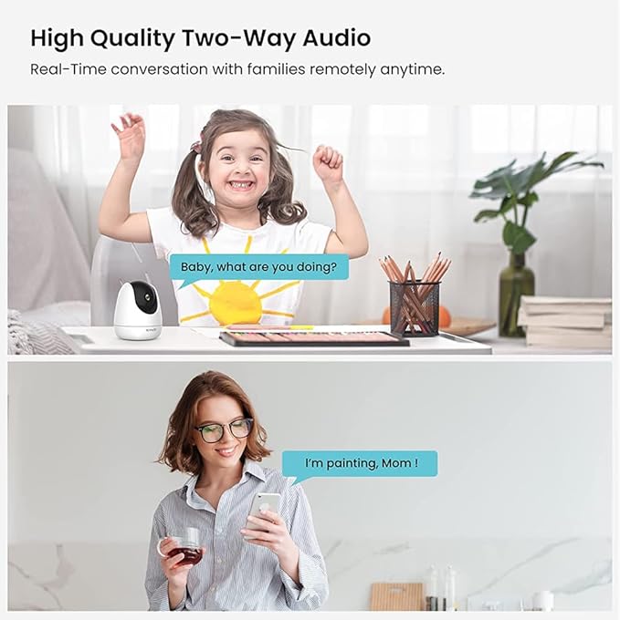 Tenda CP6 2K Indoor Wireless Pan Tilt Cameras for Home Security, Baby Monitor, Pet Camera with Phone APP, 2-Way Audio, Night Vision, Auto Tracking, Siren, AI Human & Motion Detection