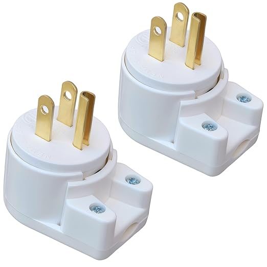 USA Canada Nema 5-15P 15AMP 125V Household 3 Pole DIY Right Angle AC Plug 90 Degree 12 Directions Adjustable Plug White ETL Listed (2)