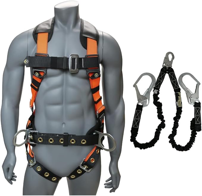 AFP Demon Fall Protection Comfortable Safety Harness (OSHA/ANSI PPE), Harness for Men Construction, Safety Harness Fall Protection Kit