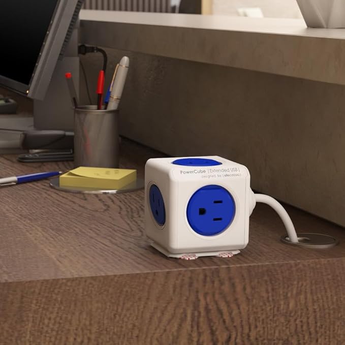 CILIA PowerCube Surge Protector Power Strip, 5 Outlets, 5Ft Extension Cord with Childproof Sockets, Compact for Travel, Home, Office, Dorm, Space-Saving Tangle-Free Design (4300AC Cube)
