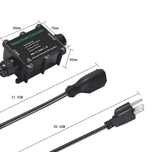 AC110V Waterproof Remote Power Switch, 20amp Wireless Remote Control Outlet Plug Switch with Long Range Remote, Outdoor Weatherproof Smart Outlet