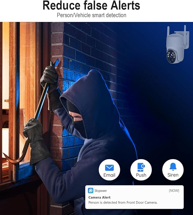 2K Solar Security Camera Outdoor, Wireless WiFi PTZ Pan Tilt 360° View Spotlight, AI Motion Detection and Siren, Color/IR Night Vision, 2-Way Talk, Amazon Cloud/Free 32G Micro SD Card (WiFi Router)