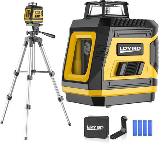 360° Laser-Level-with-Tripod Self-Leveling, Green Cross Line Laser with Horizontal Vertical Beam, Laser Tool for Picture Hanging Construction Floor Tile Wall, Carrying Pouch Battery Included