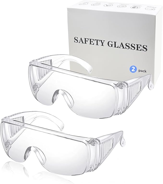 JING LEI 2 pack of Safety Glasses Anti Fog Goggles Vented Sides Shields Transparent PC Frame Spectacles for Lab Medical and Daily Use