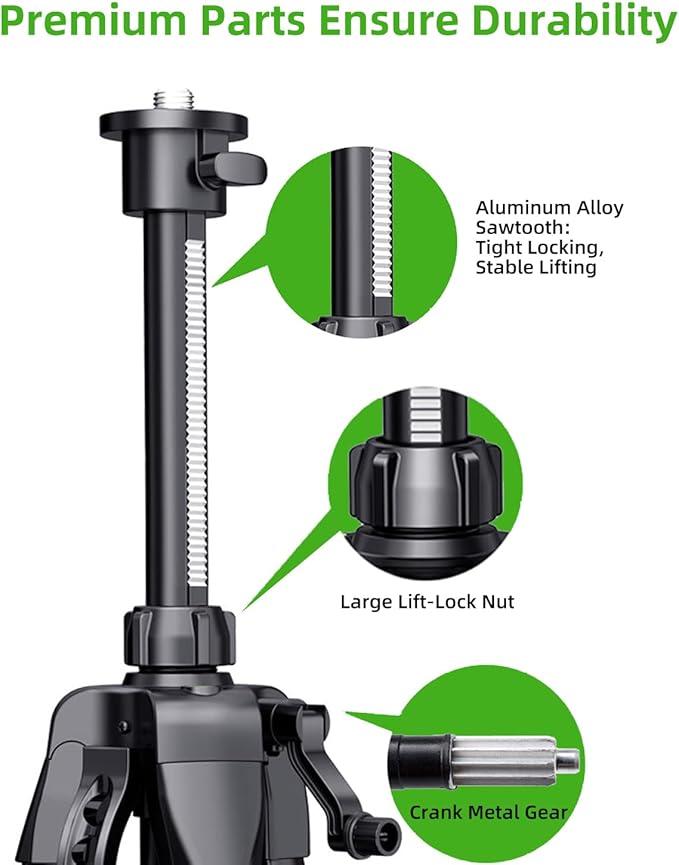 Professional 59 Inch Laser Level Tripod Stand with 1/4“ 5/8” Thread & Angle Adapter, Bubble Level, for Laser Line Leveling, Aluminum Alloy