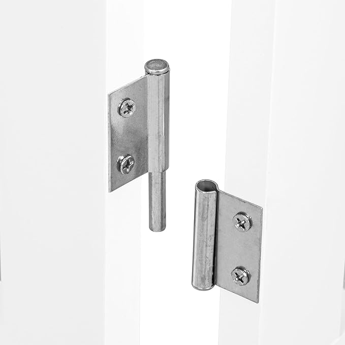 PAWLAND Dog Gate Indoor with Walk Through Door, Foldable Free Standing Pet Gate for Doorways, Stairs, The Houes, Pet Puppy Safety Fence, 120 in Extra Wide, 6 Panels, Support Feet Included, White