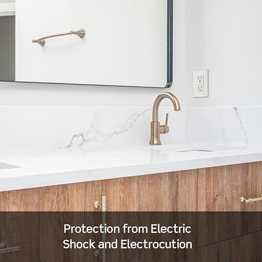 Leviton GFCI Outlet, 15 Amp, Self Test, Tamper-Resistant with LED Indicator Light, Protection from Electric Shock and Electrocution, GFTR1, Brown