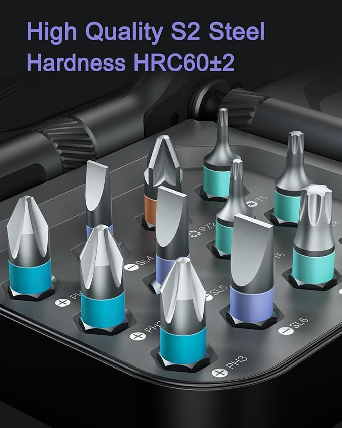 24 in 1 Magnetic Screwdriver Set, DIY Ratchet Screwdriver Set, Magnetic Screwdriver Kit, Detachable Assembly T Handle for Furniture Assembly, Precision Electrical Appliance Repair, Bicycle Tools