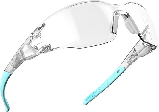 DILANCO Clear Safety Glasses Goggles, Adjustable Frames and Scratch-Resistant with No-Slip Grips Safety Glasses for Women Men