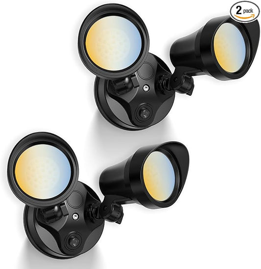 ALUSSO® Dusk to Dawn Outdoor Lighting, 25W 2000LM Dusk Till Dawn Outdoor Light, 3000K/4000K/6000K 3CCT IP65 Security Lights ETL Listed Dusk to Dawn Hardwired for House Garage Yard Walkway Black 2 Pack