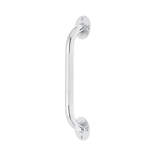 Medline Knurled Chrome 12” Grab Bar for Shower & Bathtub, Independence & Ease of Movement — for Elderly, Handicapped or Seniors, 300 lb. Capacity, 1 Bar