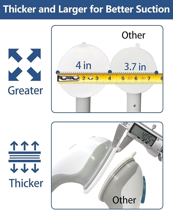 2 Pack 16.2” Grab Bars for Bathtubs and Showers, Shower Handles for Elderly Suction Cup Grab Bars for Shower Wall Heavy Duty, Safety Grab Bar for Seniors Suction Bathroom, No Drilling