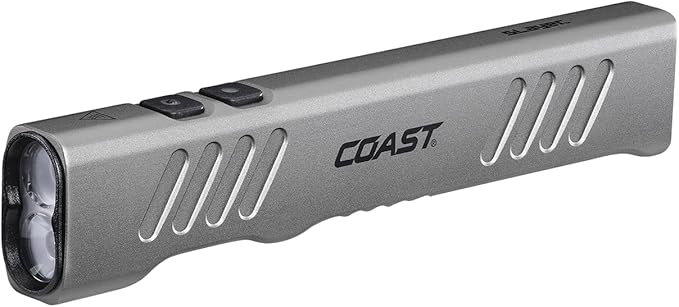 Coast Slayer 1150 Lumen USB-C Rechargeable LED Flashlight with Spot/Flood, Memory Mode and Pocket Clip, Silver
