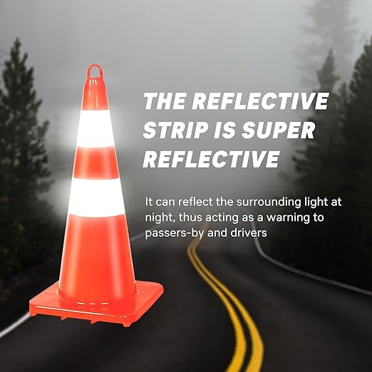 Traffic Safety Cone 28 Inches, with Reflex Collars of Parking Lots, Lane Road Traffic Control Construction Driving Safety Cone 10 Pack