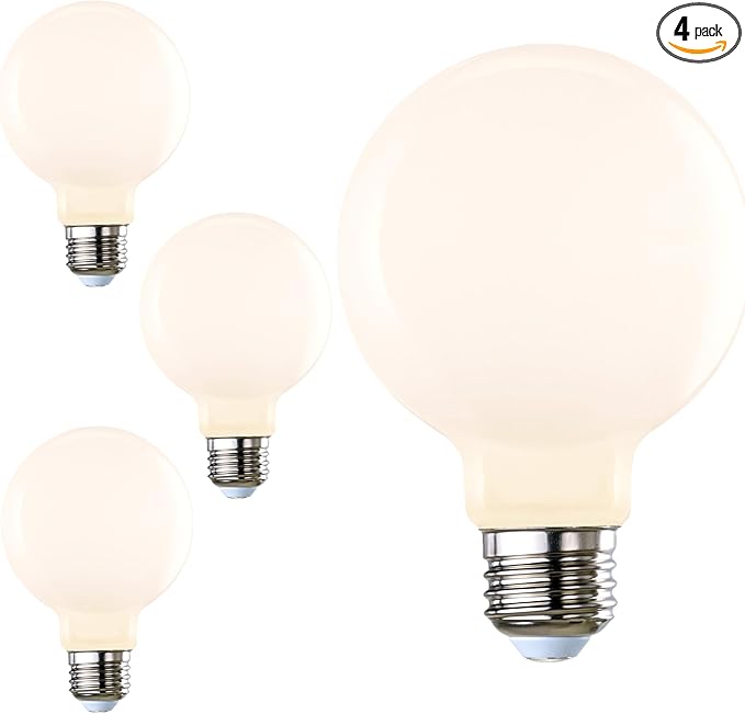 Diodesy- G25 Smart LED Light Globe Vanity Bathroom WiFi Bulb Works with Alexa and Google Home Pack of 4 No Hub Required 5.5W (60W Equivalent) Tunable 2200K-6500K 500LM E26 for Decorative Makeup Mirror