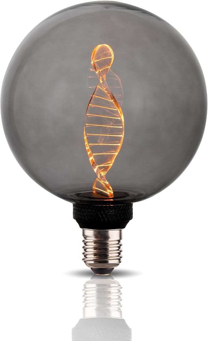 Unique Stained Glass Light Bulbs, Low Lumen Eye-Caring Soft Dim Lighting for Mood (Not Daylight White) 55LM, Oversized Globe Decorative Dimmable LED Bulb 3.5W, E26 Medium Base, Smoke RN G125