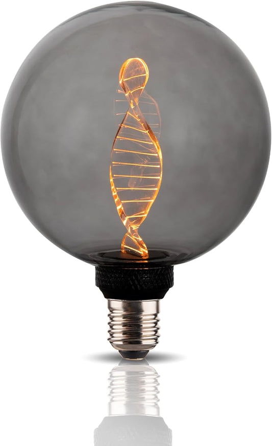 Unique Stained Glass Light Bulbs, Low Lumen Eye-Caring Soft Dim Lighting for Mood (Not Daylight White) 55LM, Oversized Globe Decorative Dimmable LED Bulb 3.5W, E26 Medium Base, Smoke RN G125