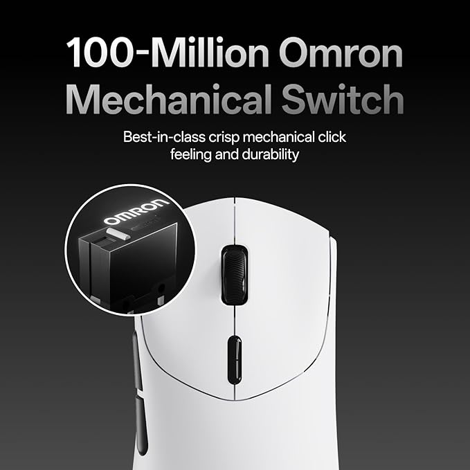 Rapoo VT7 Wireless Gaming Mouse, True 8K Wireless Polling Rate, 53g Lightweight, Up to 500 Hr Battery, Nordic nRF54L15 MCU, 100-Million Mechanical Switch, 10 Programmable Buttons, White