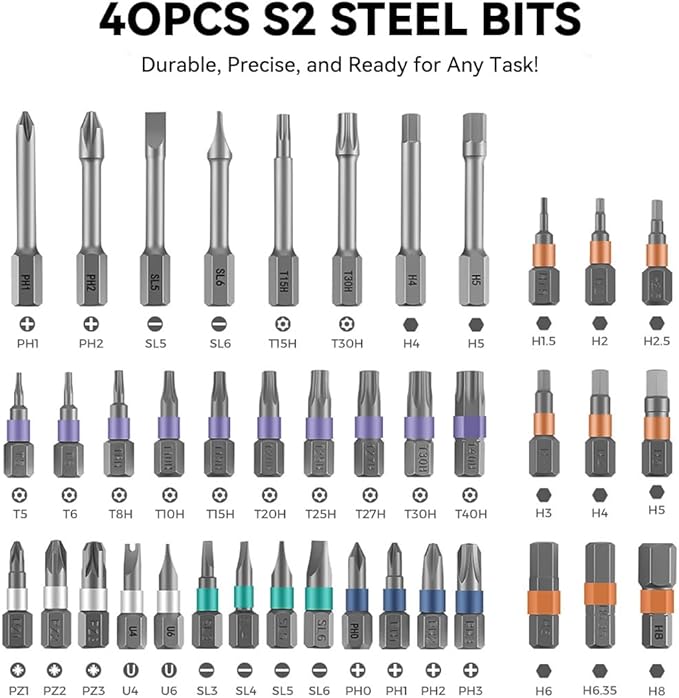 42 In 1 Magnetic Ratchet Screwdriver Set, Multifunctional Diy Ratchet Mini Screwdriver Set, Precision Repair Tool With Detachable Handle, Small Screw Driver For Furniture Computer (42PCS-ORANGE)